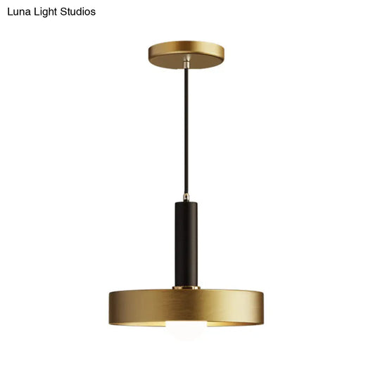 Modern Gold Pendant Light Fixture For Dining Room With Metallic Lid Shape
