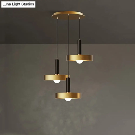 Gold Metallic Lid Shaped Pendant Light Fixture For Dining Room - Post-Modern Suspension Lighting 3 /