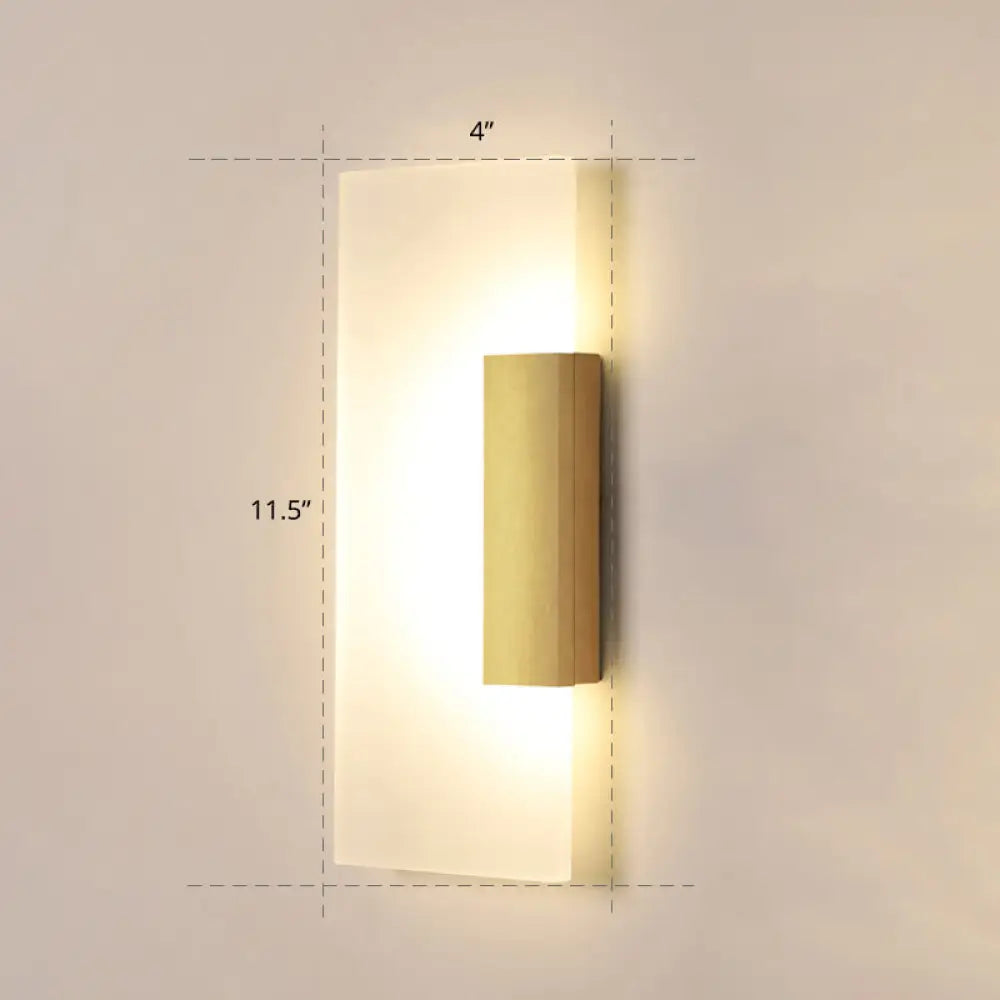 Gold Minimalist Led Wall Sconce For Hallway - Rectangular Acrylic Design