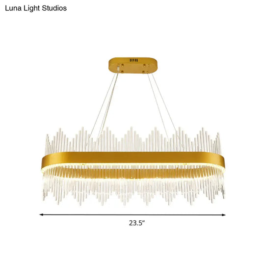 Gold Modern Geometric Crystal Led Chandelier For Dining Room Pendant Lighting