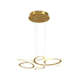 Led Chandelier Light With Aluminum Shade - Modern Gold Ribbon Design Warm/White
