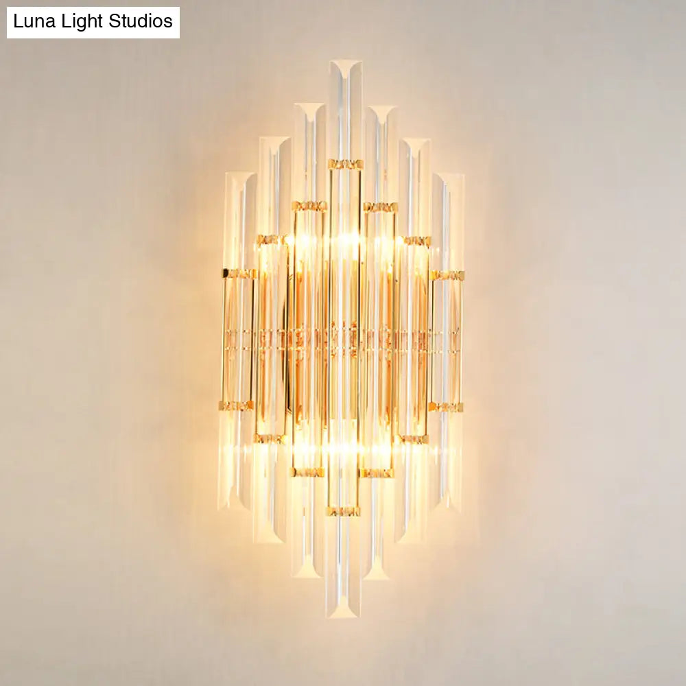 Gold Modern Wall Sconce Lamp With Crystal Shade - 1 2 Or 3 Bulb Options