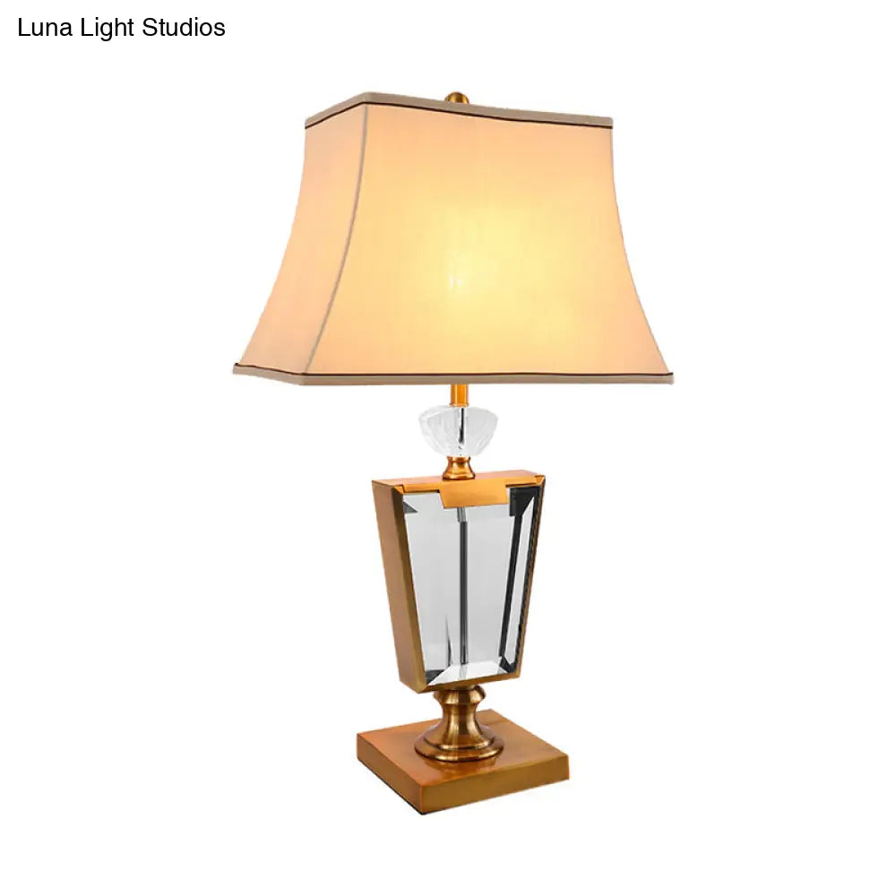 Gold Modernist Desk Lamp With Bell Fabric Shade - Perfect For Dining Room Or Small Tables