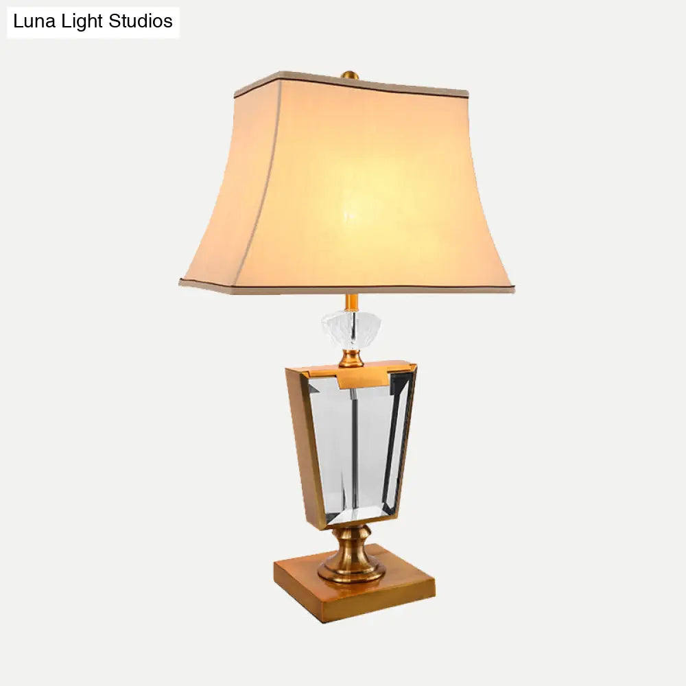 Gold Modernist Desk Lamp With Bell Fabric Shade - Perfect For Dining Room Or Small Tables