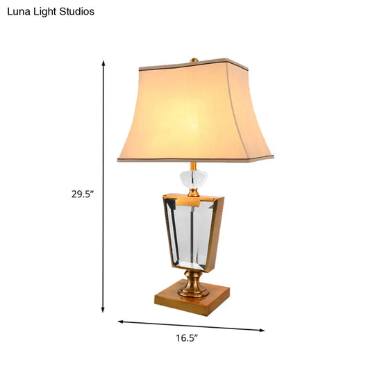 Gold Modernist Desk Lamp With Bell Fabric Shade - Perfect For Dining Room Or Small Tables