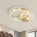Gold Nordic Led Flush Mount Light With Loving Heart And Star Design /