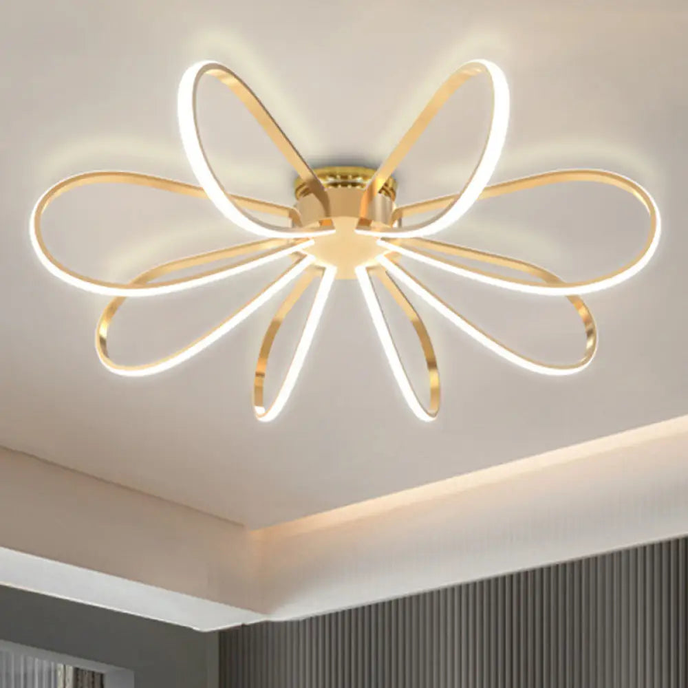 Gold Petal Acrylic Flush Mount Ceiling Light - Modern Led Fixture