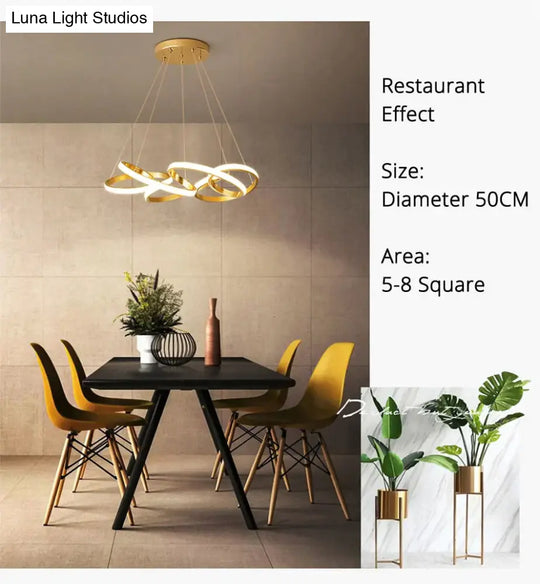 Gold Plated LED Pendant Lights Dining Room Kitchen New Lighting Lamp Cord Pendant Lamp With Remote Control Luminaire
