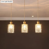 Gold Postmodern Crystal Pendant Light With 3 Shaded Heads For Dining Room Suspension