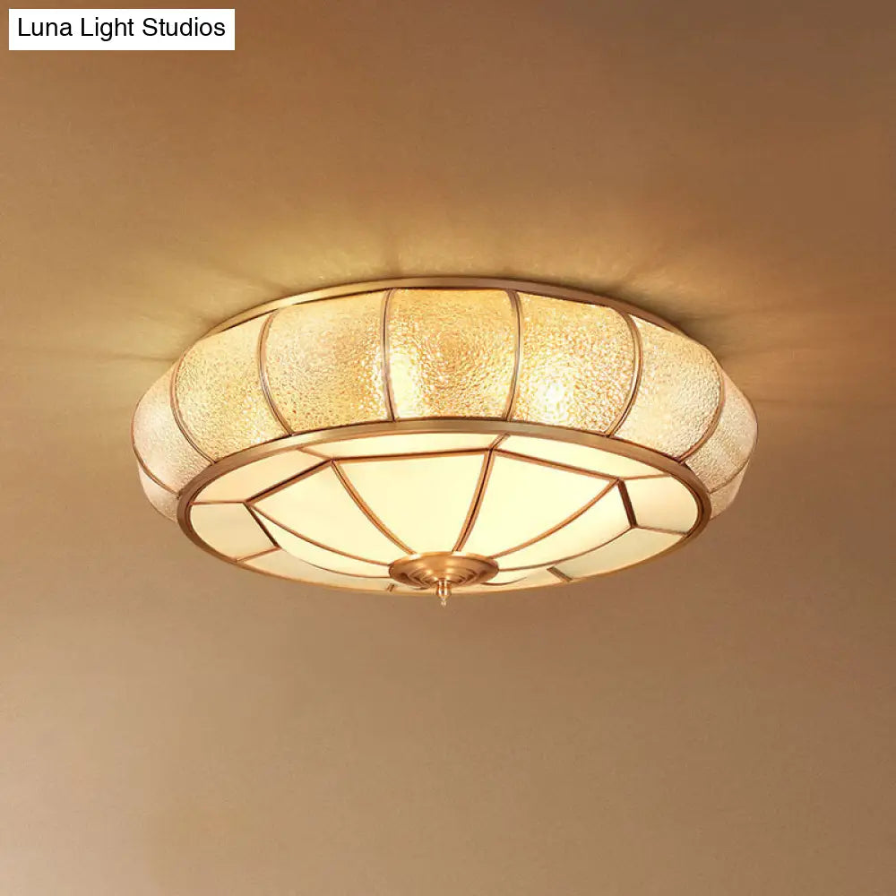 Gold Ripple Glass Flush Mount Lighting: Classic Donut-Shaped Fixture Ideal For Dining Rooms 6 /