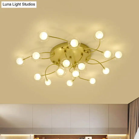 Gold Romantic Metallic Ceiling Light For Living Room Villa - Multi - Head Semi Flush Mount