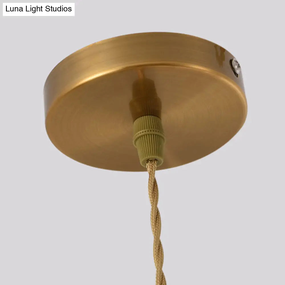 Gold Round Bedroom Suspension Pendant Light With Feather Crystal And Crown Decor
