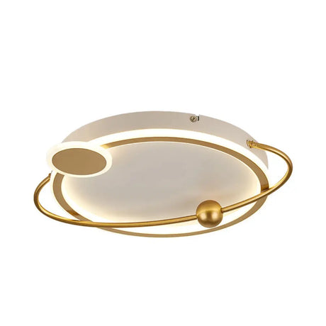 Gold Round Flush Mount Lamp With Starry Sky Design Led Acrylic Fixture In White/Warm Light