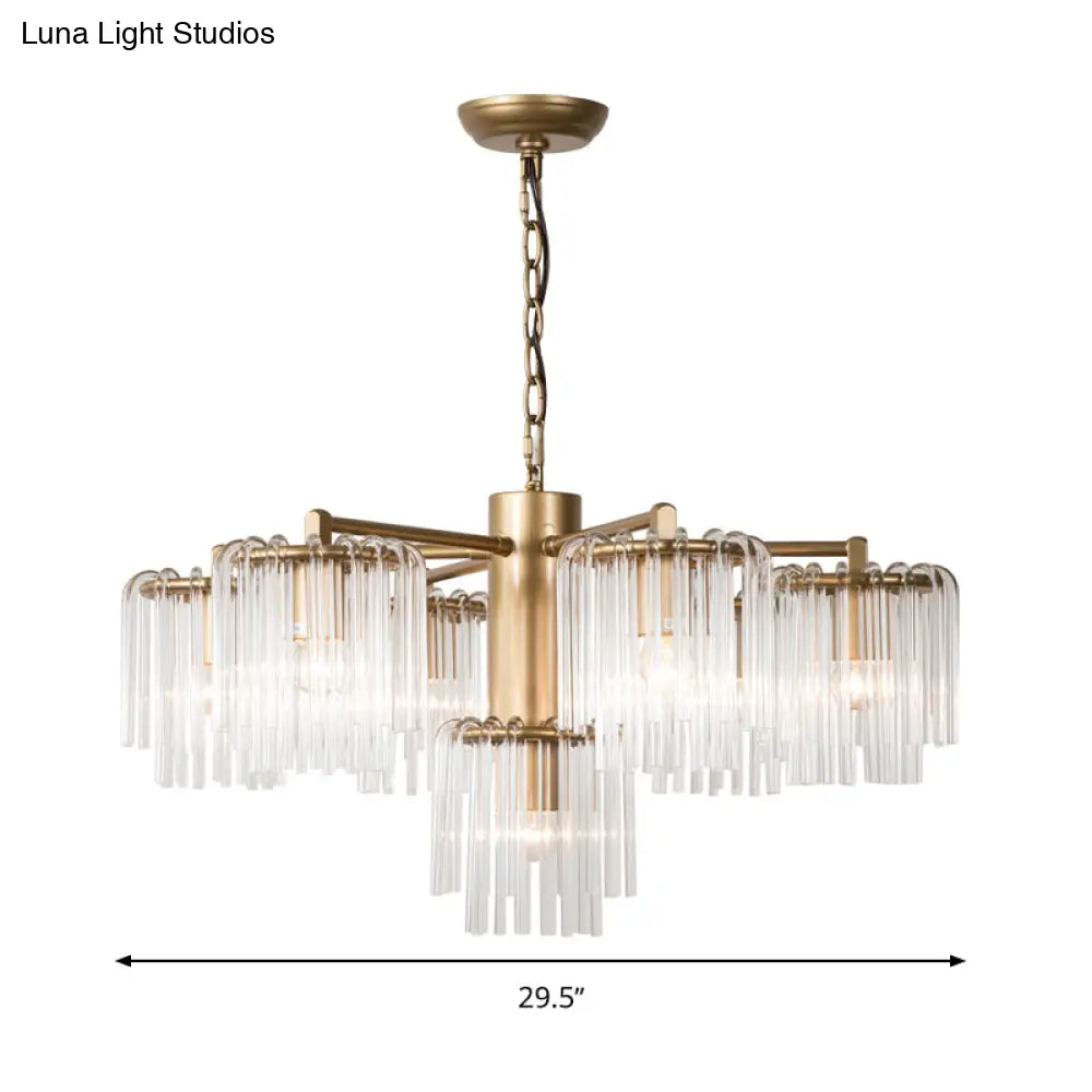 Gold Rustic Chandelier Pendant Light With Crystal Circular Design - 6/7/10 Lights For Bedroom