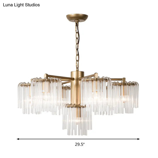Gold Rustic Chandelier Pendant Light With Crystal Circular Design - 6/7/10 Lights For Bedroom