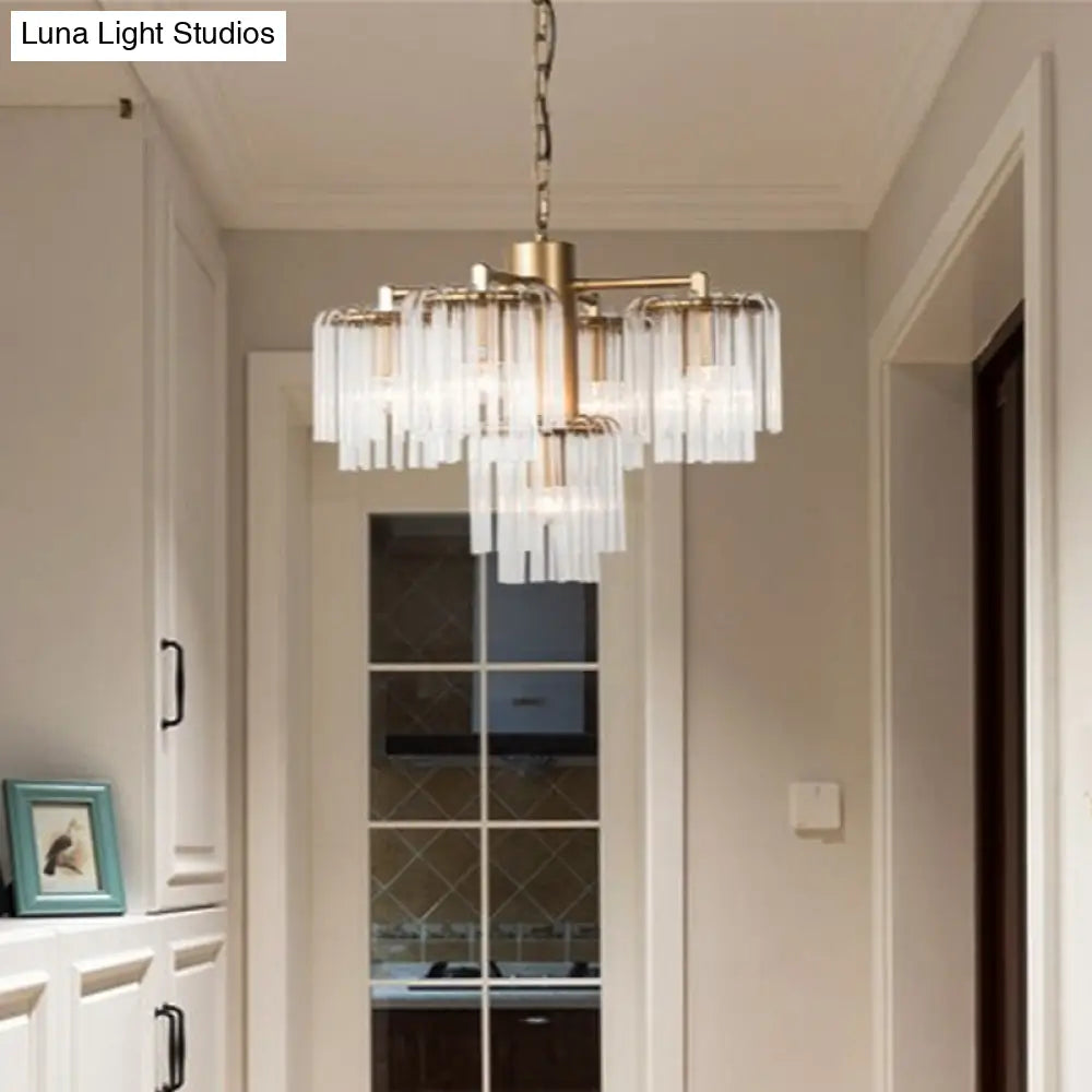 Gold Rustic Chandelier Pendant Light With Crystal Circular Design - 6/7/10 Lights For Bedroom