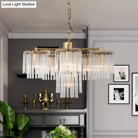 Gold Rustic Chandelier Pendant Light With Crystal Circular Design - 6/7/10 Lights For Bedroom