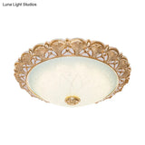 Gold Scallop Flush Light With Frosted Glass - Traditional Hotel Ceiling Mounted Lamp (Led)