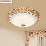 Gold Scallop Flush Light With Frosted Glass - Traditional Hotel Ceiling Mounted Lamp (Led)