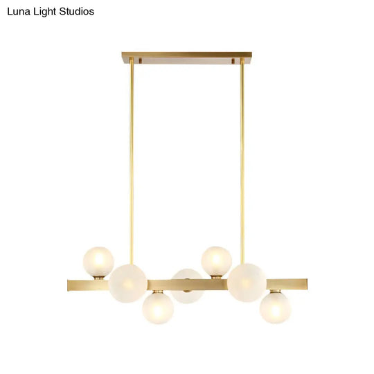 Gold Simplicity Globe Pendant Lamp: Frosted Glass Dining Room Island Lighting
