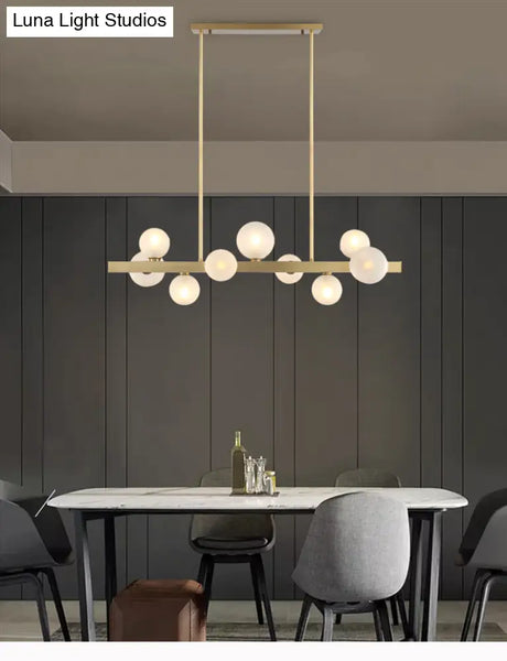 Gold Simplicity Globe Pendant Lamp: Frosted Glass Dining Room Island Lighting
