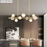 Gold Simplicity Globe Pendant Lamp: Frosted Glass Dining Room Island Lighting