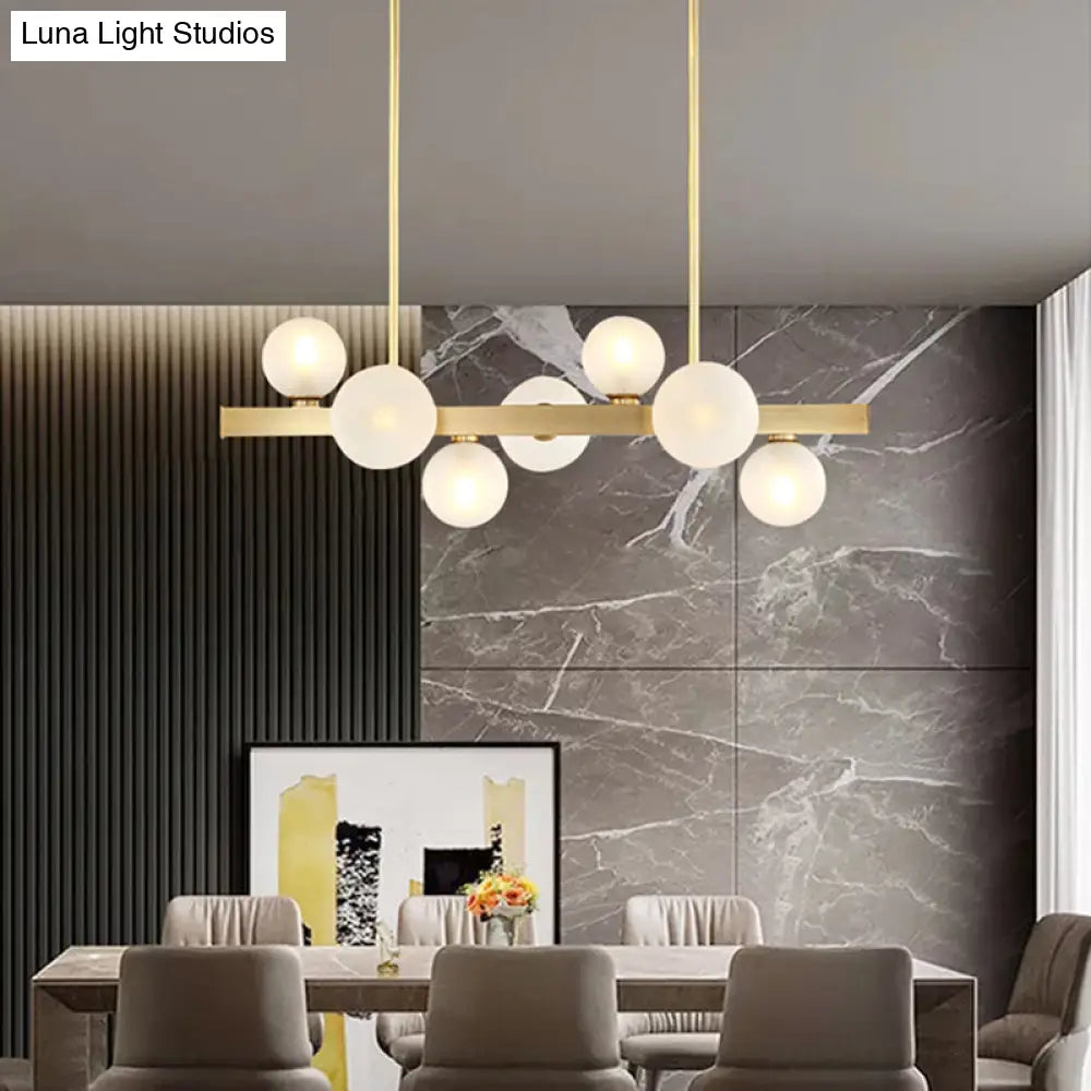 Gold Simplicity Globe Pendant Lamp: Frosted Glass Dining Room Island Lighting