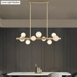 Gold Simplicity Globe Pendant Lamp: Frosted Glass Dining Room Island Lighting