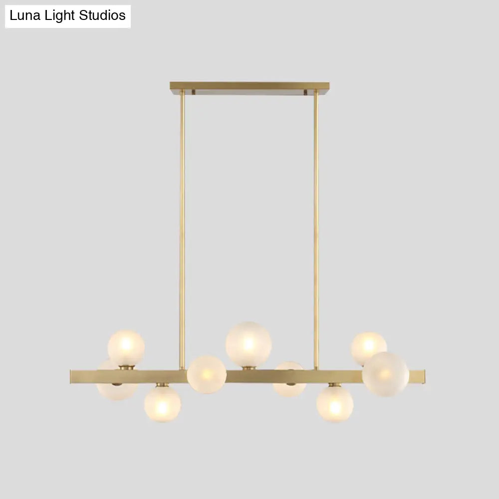 Gold Simplicity Globe Pendant Lamp: Frosted Glass Dining Room Island Lighting 9 /