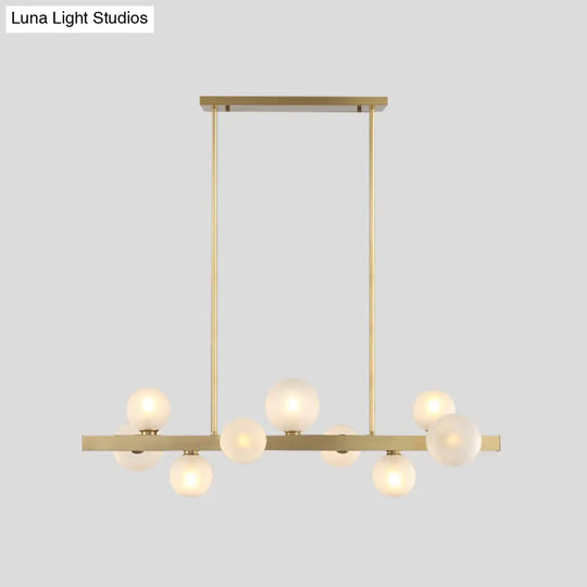 Gold Simplicity Globe Pendant Lamp: Frosted Glass Dining Room Island Lighting 9 /