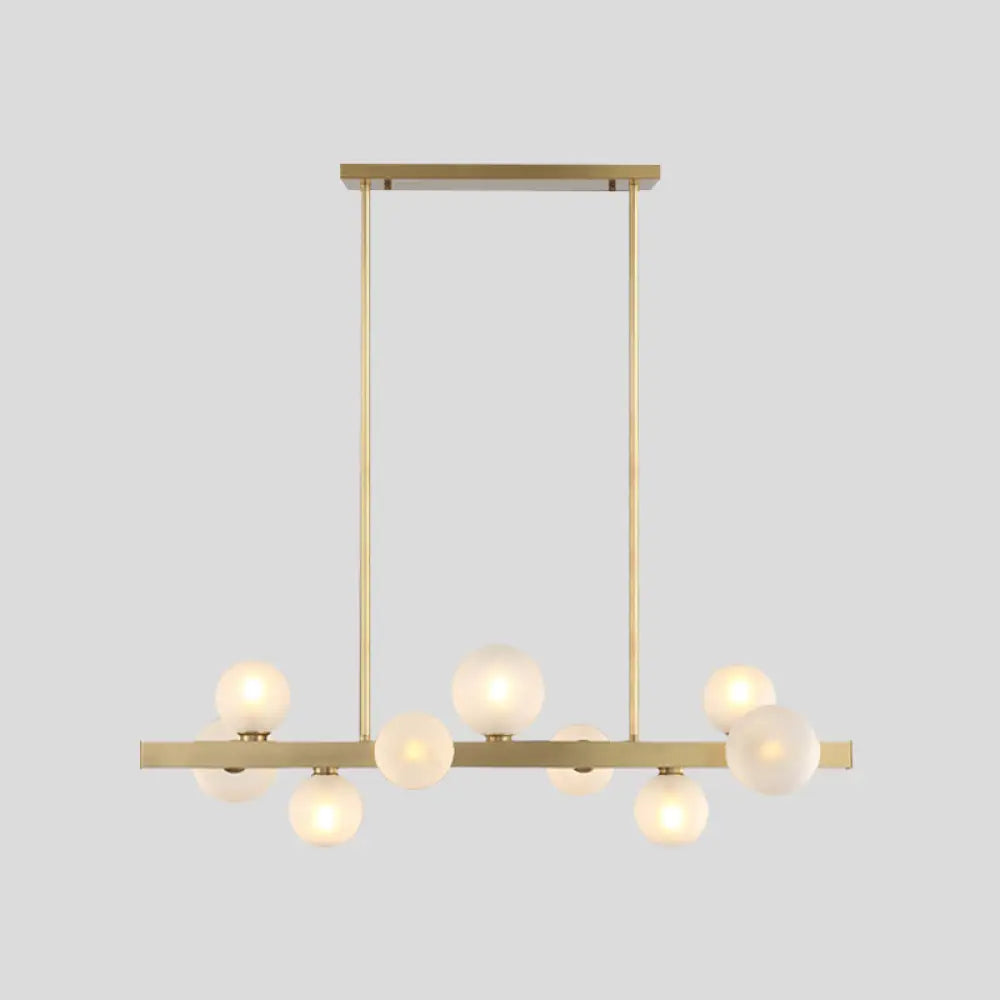 Gold Simplicity Globe Pendant Lamp: Frosted Glass Dining Room Island Lighting 9 /