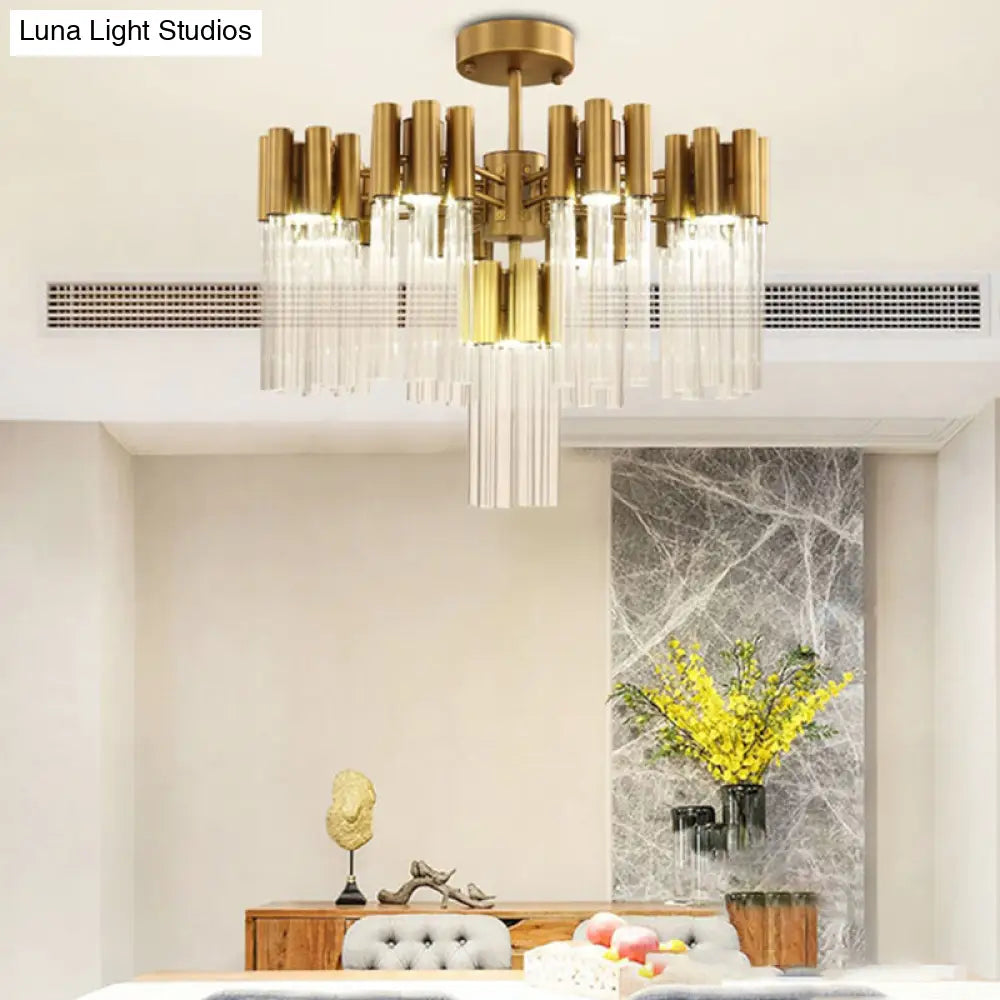 Gold Sputnik Semi Flush Mount Ceiling Light: Postmodern Design With 7 Heads & Crystal Accents