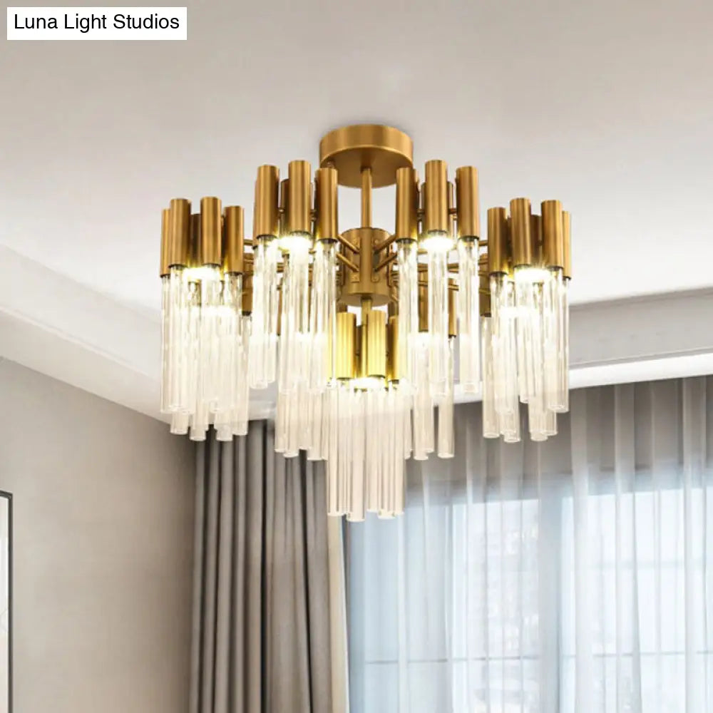 Gold Sputnik Semi Flush Mount Ceiling Light: Postmodern Design With 7 Heads & Crystal Accents