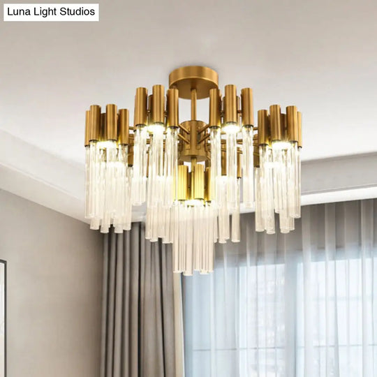 Gold Sputnik Semi Flush Mount Ceiling Light: Postmodern Design With 7 Heads & Crystal Accents
