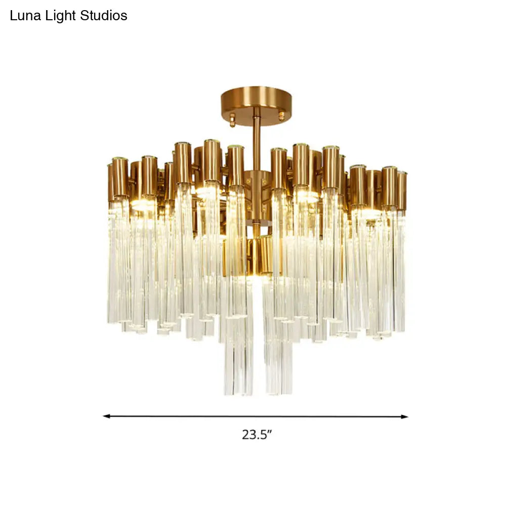 Gold Sputnik Semi Flush Mount Ceiling Light: Postmodern Design With 7 Heads & Crystal Accents