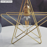 Gold Star Cage Ceiling Light - Simplicity Design Metal Frame 3 Bulbs Ideal For Dining Room
