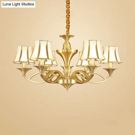 Gold Taper Shaped Glass Chandelier Pendant: Classic Living Room Lighting