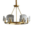 Gold Textured Glass Circle Pendant Light - Mid-Century Chandelier With 6/8/10 Lights For Living
