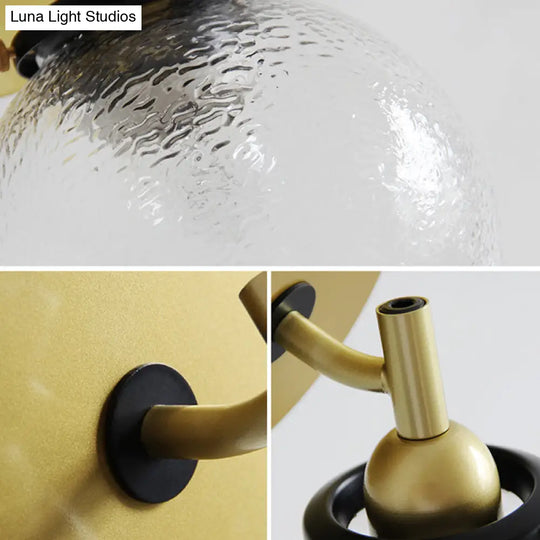 Gold Textured Glass Sphere Wall Light - Modern Vintage Mini Mount