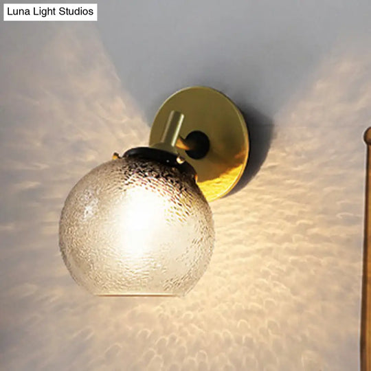 Gold Textured Glass Sphere Wall Light - Modern Vintage Mini Mount