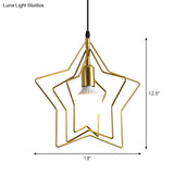 Gold Triple Star Pendant Light With Industrial Single Ceiling Mount