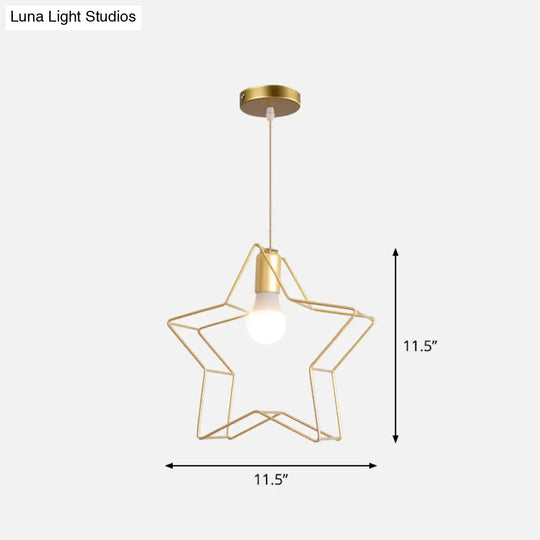 Nordic Style Gold Metal Wire Cage Pendant Light For Dining Room Ceiling