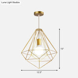 Gold Wire Cage Pendant Light - Nordic Style Ceiling Lamp For Dining Room