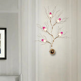 Golden Aluminum Wall Mount Sconce With 5 Artistic Rose Lights For Living Room Gold / Purple