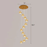 Golden Cluster Pendant Light With Faceted Cut Crystal Ball Design For Stairway Illumination 12 /