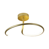 Golden Curl Led Flush Mount Ceiling Light Simple Acrylic 16’/19.5’ Wide Lighting Fixture