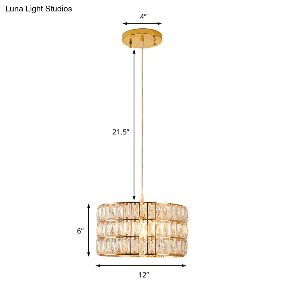 Contemporary Crystal Drum Pendant Light For Stylish Dining Rooms
