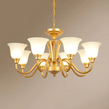 Golden Flared Ceiling Light Traditional Chandelier - Frosted Glass For Living Room 8 / Gold