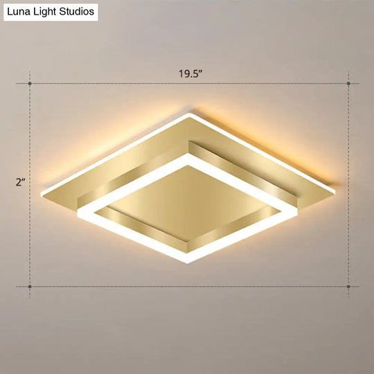Golden Flush Mount Led Lamp: Minimalist Metal Ceiling Light For Bedroom Gold / 19.5’ Warm