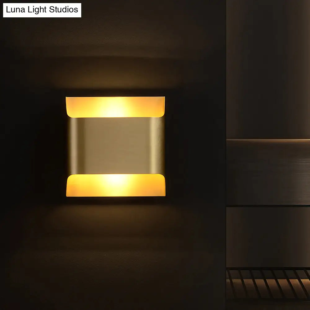 Golden Flush Wall Sconce - Modern Metal Light For Stairs